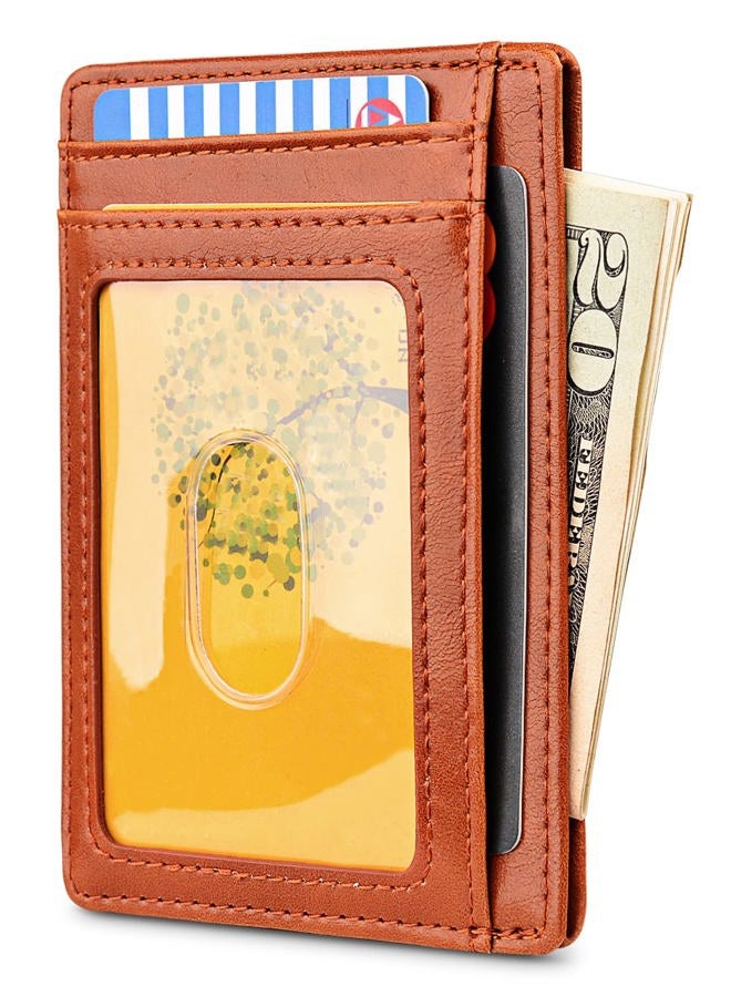 Buffway Slim Minimalist Leather Wallets for Men & Women - Alaska Brown - Small - Image 2