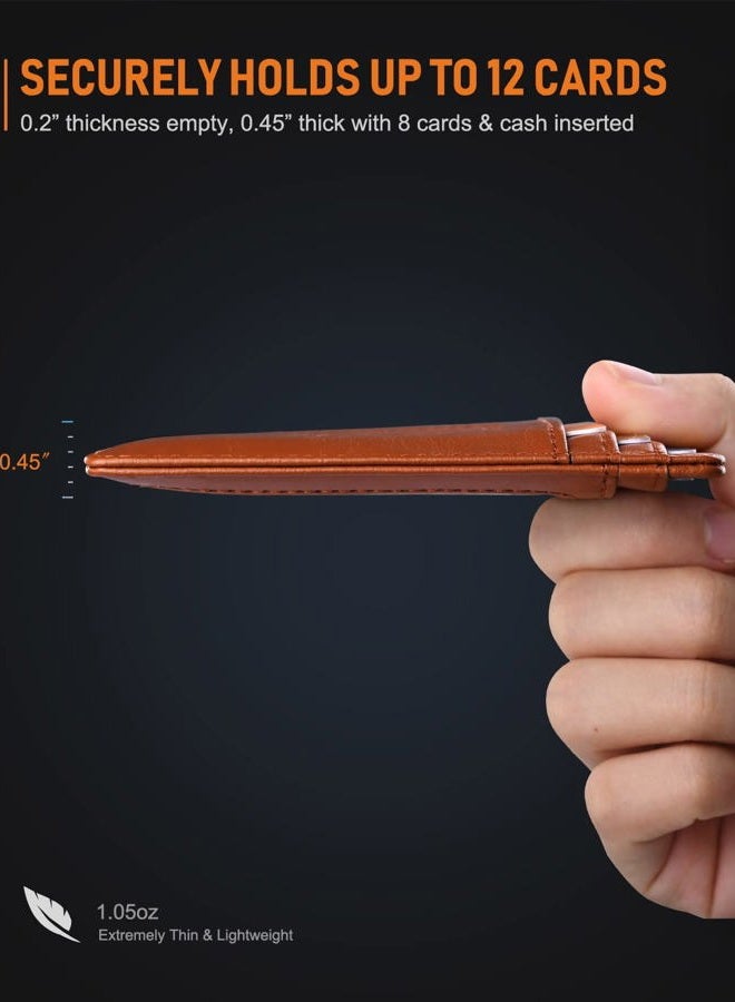 Buffway Slim Minimalist Leather Wallets for Men & Women - Alaska Brown - Small - Image 5