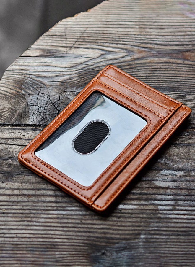 Buffway Slim Minimalist Leather Wallets for Men & Women - Alaska Brown - Small - Image 3