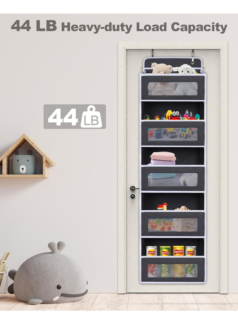 KITCHENOO 44lb Over-the-Door Organizer with 5 Large Pockets and 10 Mesh Side Pockets, Anti-Tilt Clear Window for Nursery, Bathroom, and Pantry Storage - Dark Gray, 1 Pack - Image 5
