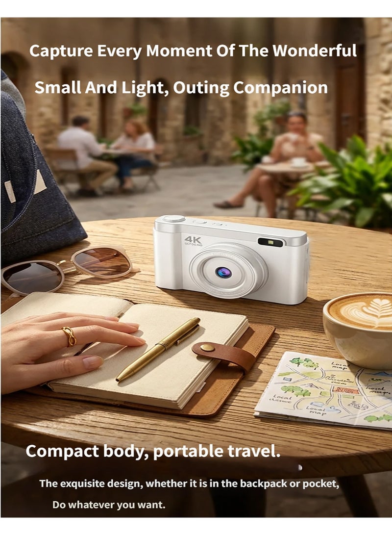64MP 4K Portable Student Digital Camera with 4x Digital Zoom, Selfie & Video Camera Bundle with Free 32GB SD Card and Card Reader, Ideal Travel & Daily Recording Device - Image 2