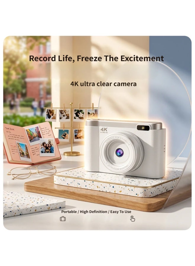 64MP 4K Portable Student Digital Camera with 4x Digital Zoom, Selfie & Video Camera Bundle with Free 32GB SD Card and Card Reader, Ideal Travel & Daily Recording Device - Image 3