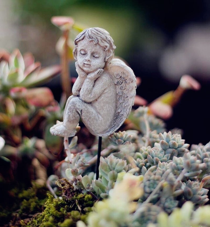 MUAMAX Decorative Angel Garden Stakes Miniature Angel Fairy Garden Angel Small Memorial Statue - Image 3