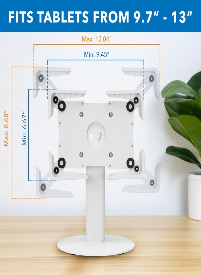 Mount-It! Universal Tablet Stand with Tilt, Anti-Theft Retail iPad POS Kiosk Stand, Fits Tablets from 9.7" to 13" Screen Size, 90° Rotation for Portrait and Horizontal Viewing, Durable Steel, White - Image 5