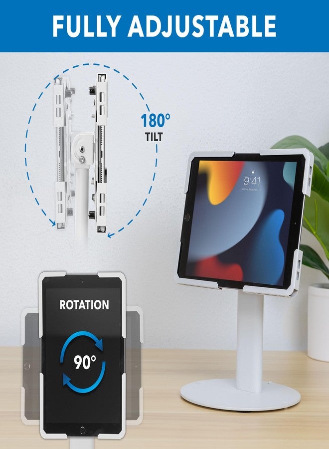 Mount-It! Universal Tablet Stand with Tilt, Anti-Theft Retail iPad POS Kiosk Stand, Fits Tablets from 9.7" to 13" Screen Size, 90° Rotation for Portrait and Horizontal Viewing, Durable Steel, White - Image 4