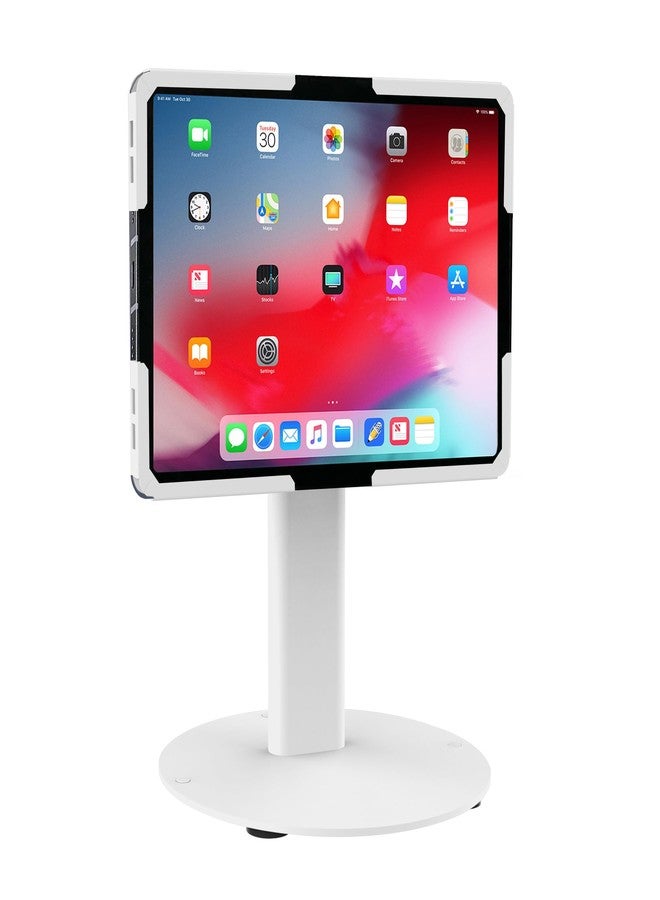 Mount-It! Universal Tablet Stand with Tilt, Anti-Theft Retail iPad POS Kiosk Stand, Fits Tablets from 9.7" to 13" Screen Size, 90° Rotation for Portrait and Horizontal Viewing, Durable Steel, White - Image 1