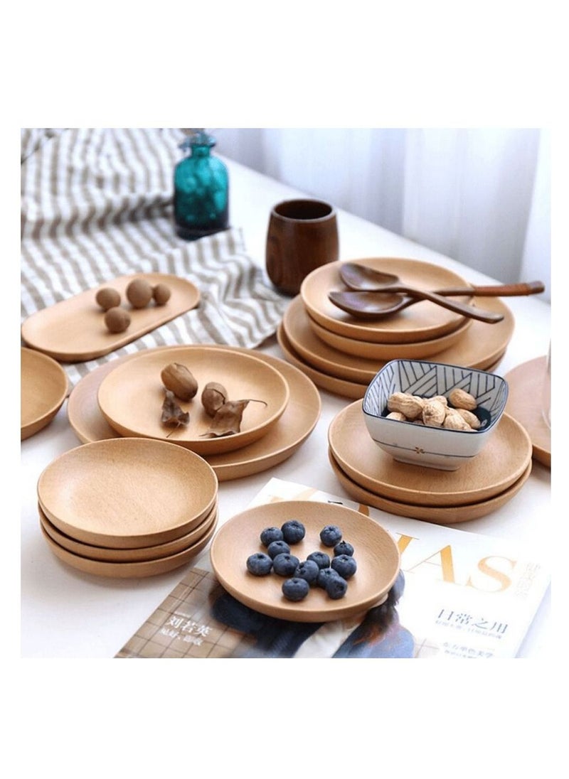 Generic Wooden Plate Dessert Plate Tray Cup Holder Square and Round Plate Two-Piece Set  - Image 4