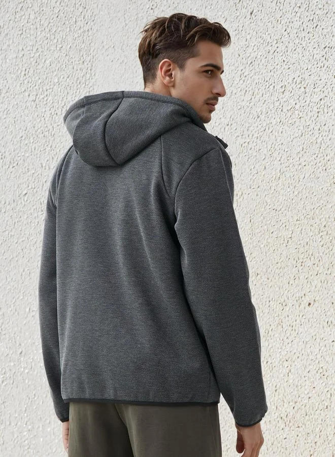 Splash Active  Men Regular Fit Textured Hooded Jacket for Men | Best Price UAE