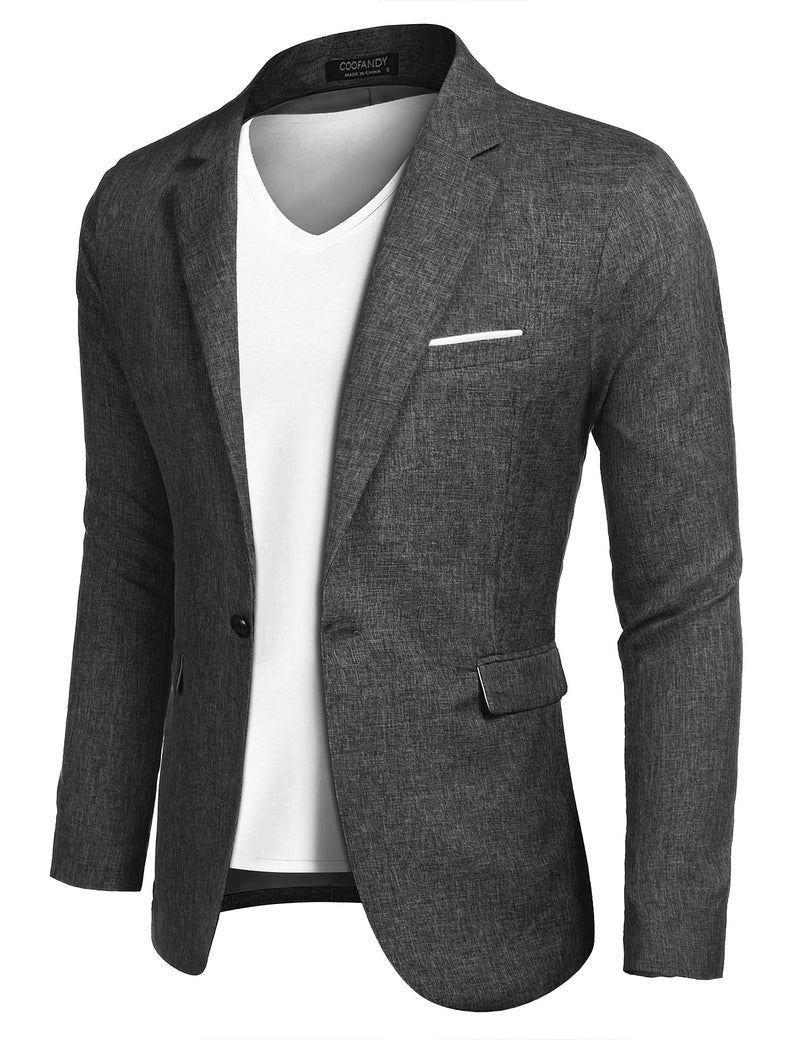 COOFANDY Mens Blazers Slim Fit Casual Blazer Jackets Slim Fit One Button Sports Coat (Black L) - Image 1