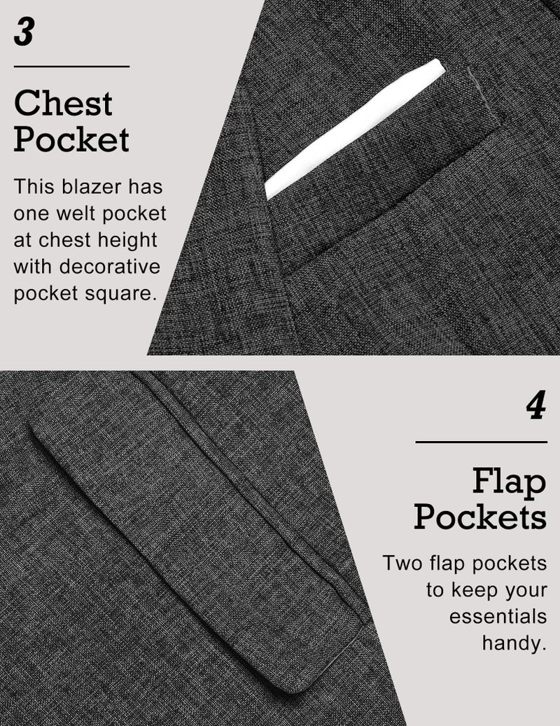 COOFANDY Mens Blazers Slim Fit Casual Blazer Jackets Slim Fit One Button Sports Coat (Black L) - Image 4