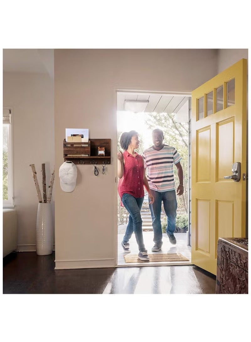 Beauenty Floating Shelves,Key and Mail Holder for Wall Decorative,Rustic Mail Organizer Wall Mount, Wooden Letter Sorter Organizer with 4 Key Rack Hooks for Hallway Kitchen Farmhouse Decor - Image 5