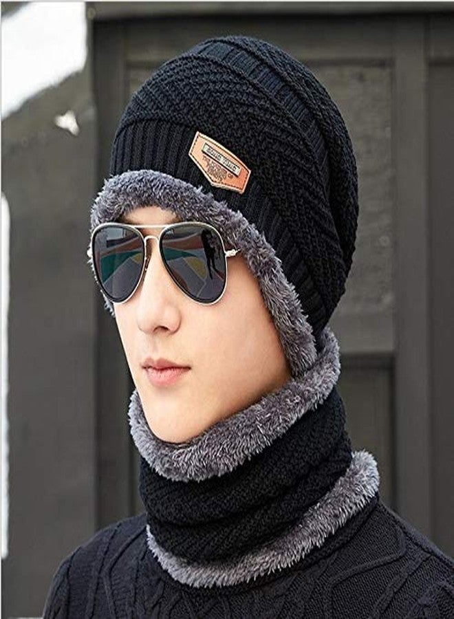 SILENT MONK COUPLE SPECIAL Winter wear Pack of 3 woolen items Beanie Cap+ Muffler Scarf+ Set of Hand Glows for Men/Women and Freesize (Any size can fit) Made in India (2 Set= 3 * 2=6 items total) (Black, 2) - Image 3
