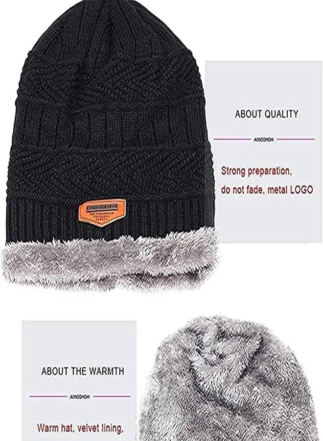 SILENT MONK COUPLE SPECIAL Winter wear Pack of 3 woolen items Beanie Cap+ Muffler Scarf+ Set of Hand Glows for Men/Women and Freesize (Any size can fit) Made in India (2 Set= 3 * 2=6 items total) (Black, 2) - Image 4