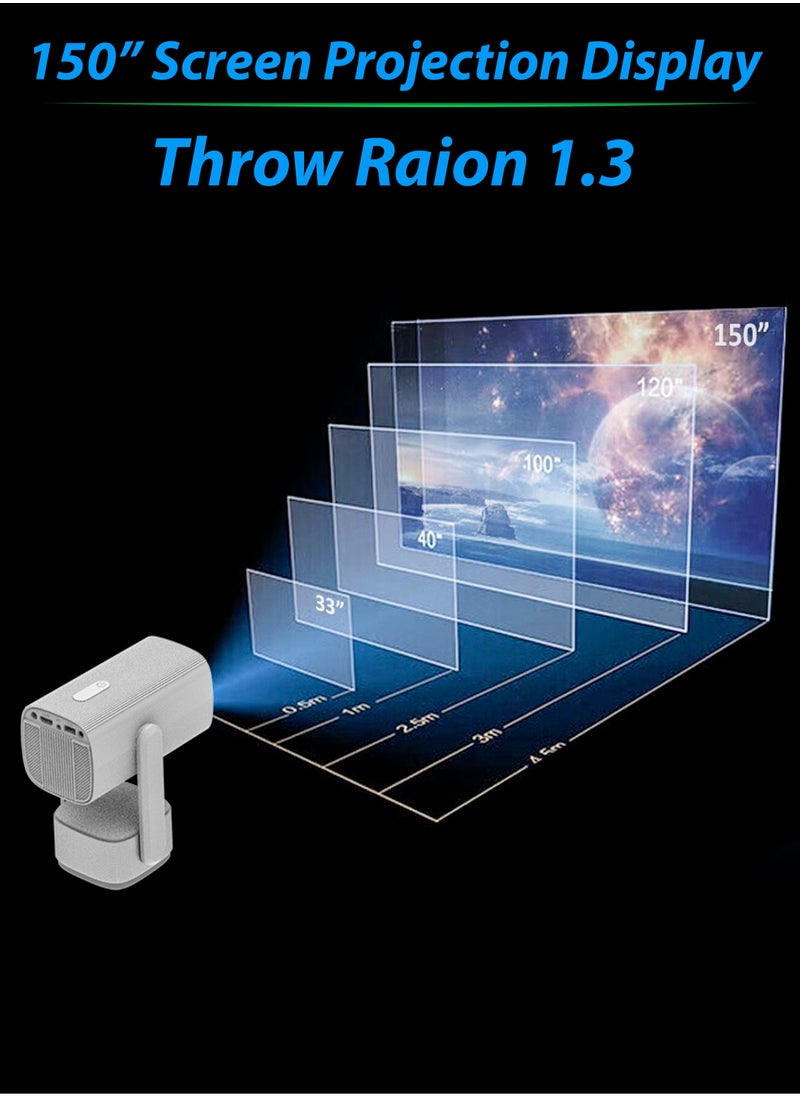 Toshionics Mini Smart Rechargeable Smart HD Projector Portable Cinema 150 Inches Screen Display Lamp 4K Home Outdoor Movie Theatre Gaming Video 230 Degree Rotating Screen Mobile Phone Projection 5000 Lumens  - Image 4