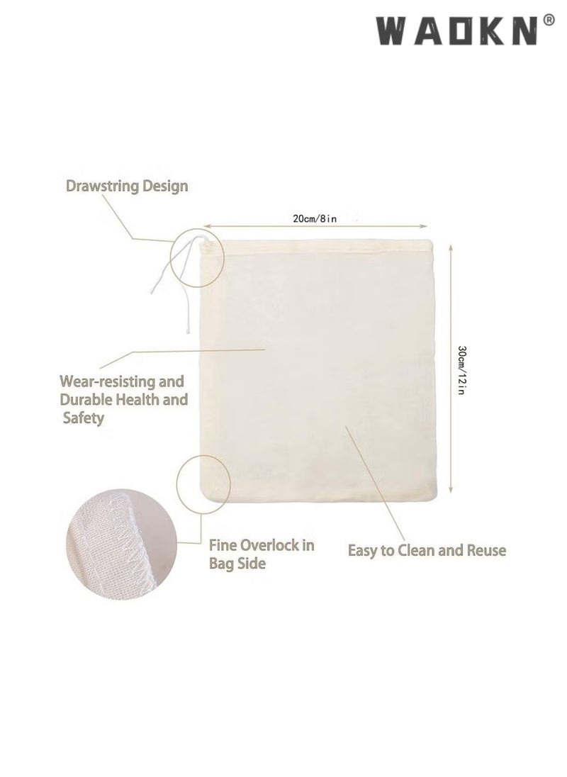 WAOKN 10 PCS Thickened Ultra Dense Cotton Bag Food Grade Yarn Bag, Cheesecloth Bags Reusable, Cheese Cloths for Straining, Cotton Bags for Herbs Tea Coffee Cooking Brewing Straining (8 x 12 Inch)  - Image 2