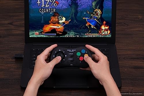 8Bitdo NEOGEO Wireless Controller for Windows, Android, and NEOGEO mini with Classic Click-Style Joystick - Officially Licensed by SNK (Black Edition) - Image 4