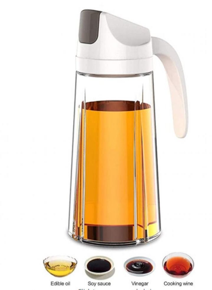 Alissa Oil Dispenser Bottles Auto Flip Olive Oil Dispenser Bottle,630ml Leakproof Condiment Container With Automatic Cap and Stopper,Non-Slip Handle for Kitchen Cooking(630ml-White)