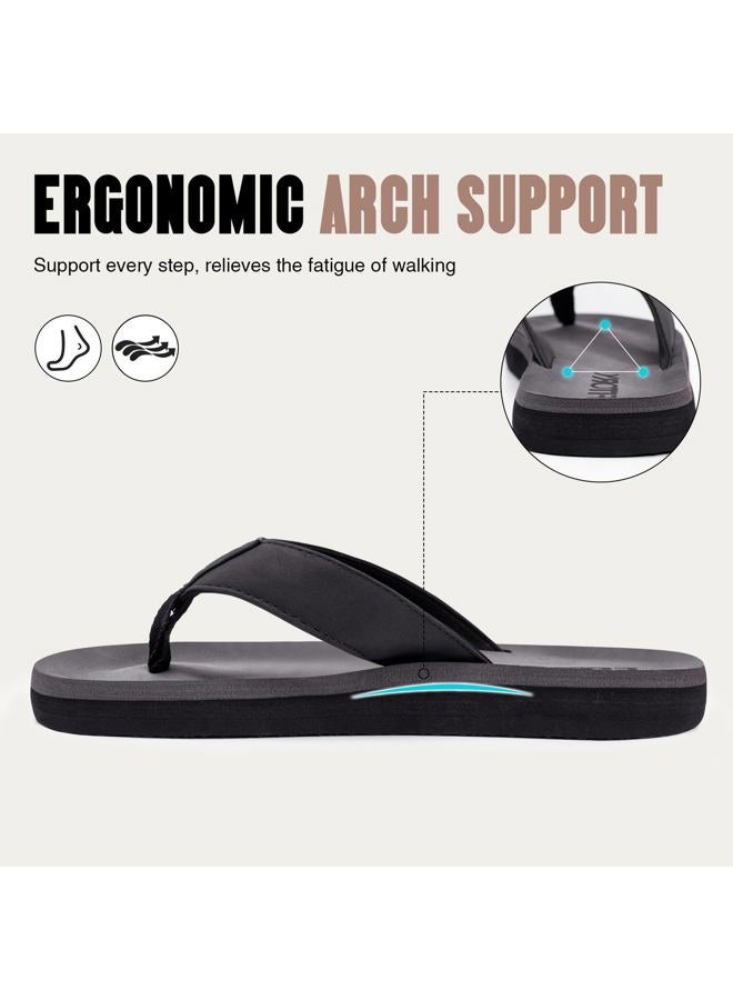 FITORY Men's Flip-Flops, Thongs Sandals Comfort Slippers for Beach, Black 2, 11 - Image 3