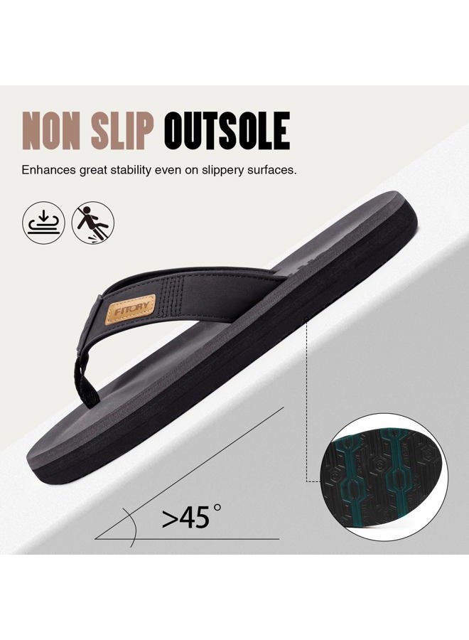 FITORY Men's Flip-Flops, Thongs Sandals Comfort Slippers for Beach, Black 2, 11 - Image 5