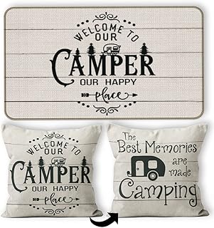 M-Qizi M-Qizi Welcome to Our Camper Our Happy Place Decor Doormat 17Ã¢â‚¬ÂX30Ã¢â‚¬Â,The Best Memories are Made Camping - Image 1