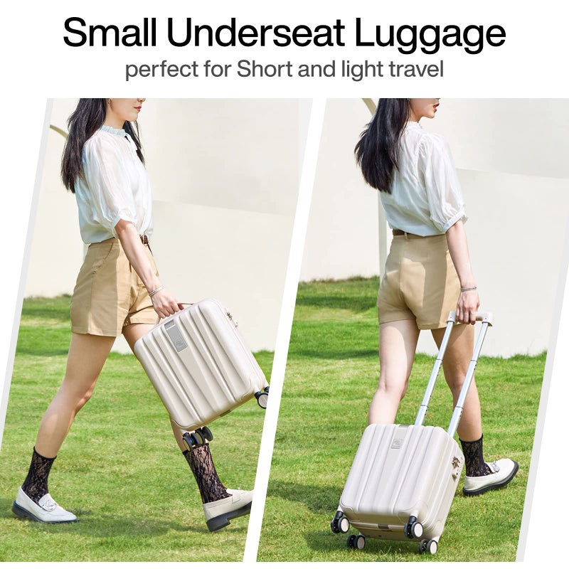 Hanke 14 Inch Underseat Carry On Luggage with Wheels, Lightweight, Waterproof, TSA-Approved, Suitcase, Ivory White - Image 2