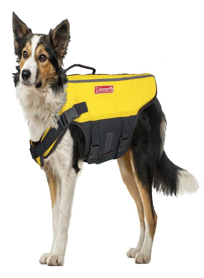 Coleman High Visibility Lifejacket for Small to Large Dogs, Yellow, Size Medium / 5" x 16" x 3"'