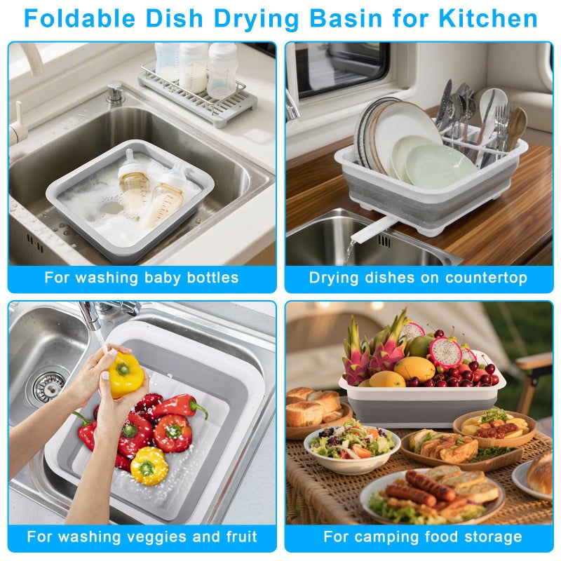 Seropy Collapsible Dish Drying Rack with Drain Plug Tube, Portable Dish Drainers for Kitchen Counter, Folding Dish Rack Over Sink Drying Dinnerware,Kitchen Sink Organizer Travel Trailer RV Camping Essentials - Image 5