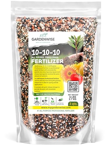GARDENWISE 10-10-10 Plant Fertilizer Slow Release - 10 10 10 All Purpose Granular Garden Fertilizer for Vegetables, Tomato, Arborvitae, Shrubs, Rose, Flowers, Fruit, Fig Trees (3 QUARTS) - Image 1