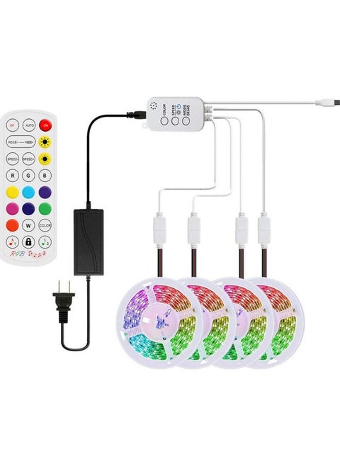 LED RGB Strip Light Kit With BT And Music Sound Controller 24 Key Remote 20M Multicolour 19.2x6x19.2cm