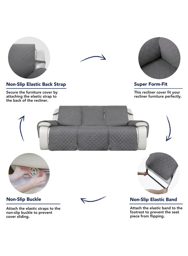 PureFit PureFit Water Resistant Reversible Sofa Covers for Reclining Sofa - Non Slip Split Recliner Couch Cover for 3 Cushion Couch, Washable Furniture Protector for Kid, Dog (3 Seat, Gray/Light Gray)  - Image 3