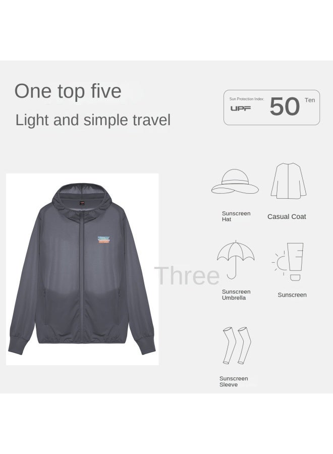 Baleno Solid Color Ice Silk Sun Protection Jacket For Men - Summer Fashion Loose Uv-resistant Hooded Top - Image 3