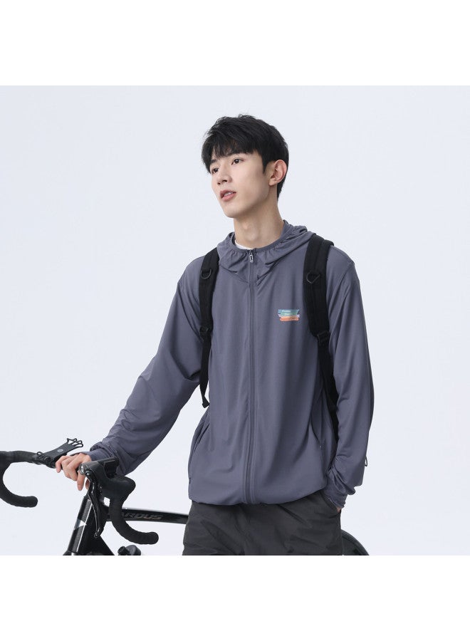 Baleno Solid Color Ice Silk Sun Protection Jacket For Men - Summer Fashion Loose Uv-resistant Hooded Top - Image 2