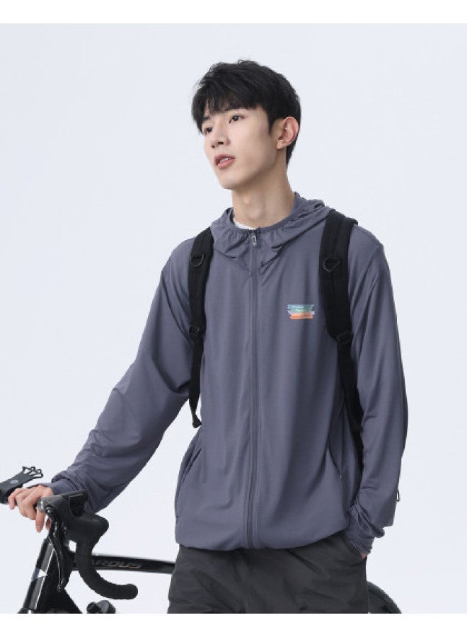 Baleno Solid Color Ice Silk Sun Protection Jacket For Men - Summer Fashion Loose Uv-resistant Hooded Top - Image 1