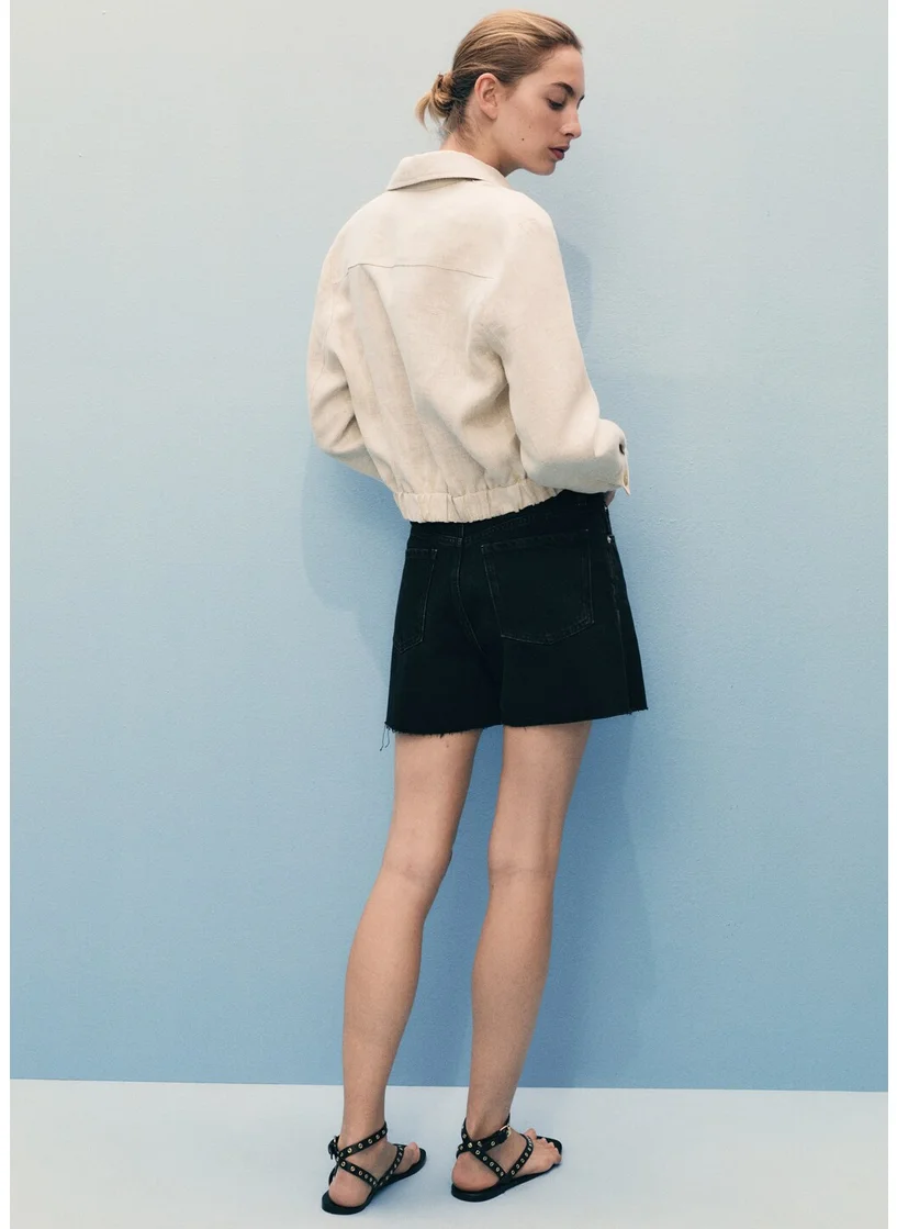 MANGO Denim Shorts With Frayed Hem