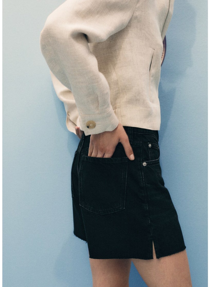 MANGO Denim Shorts With Frayed Hem  - Image 3