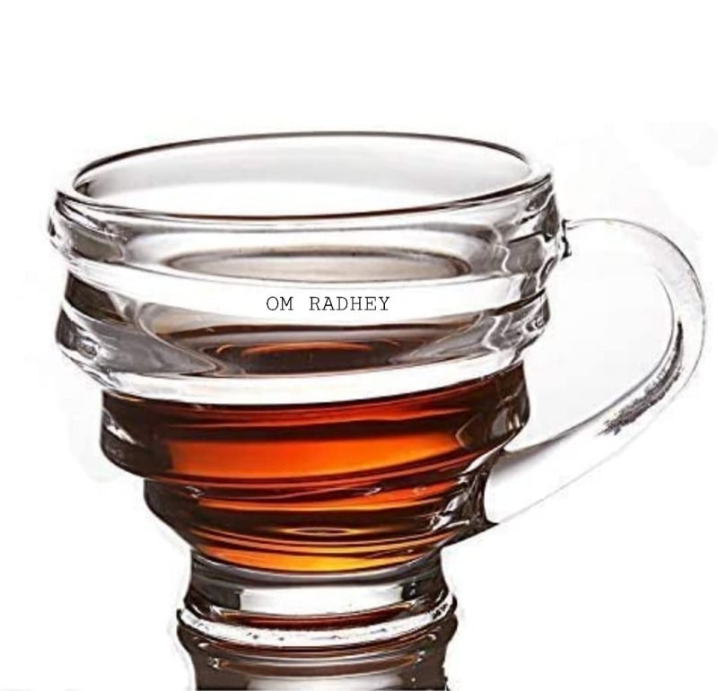 OM RADHEY Glass Tea Cup Set of 6Coffee Cup SetTea Mug SetGlass Milk CupTea Glass MugGlass Coffee Mug SetGlass Juice Transparent 210mlMugGlass Green Tea Cup with Handle - Image 1