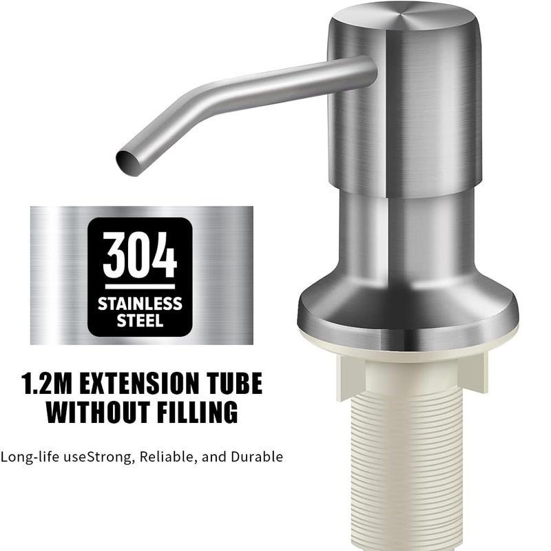 HANNEA® Soap Dispenser for Kitchen Sink With 47 Inches Tube Fixed HandWash Dispensers Pump Stainless Steel 360 ° Rotatable Press Down Soap Dispenser for Lotion, Body Wash, Hand Soap, Shampoo - Image 5