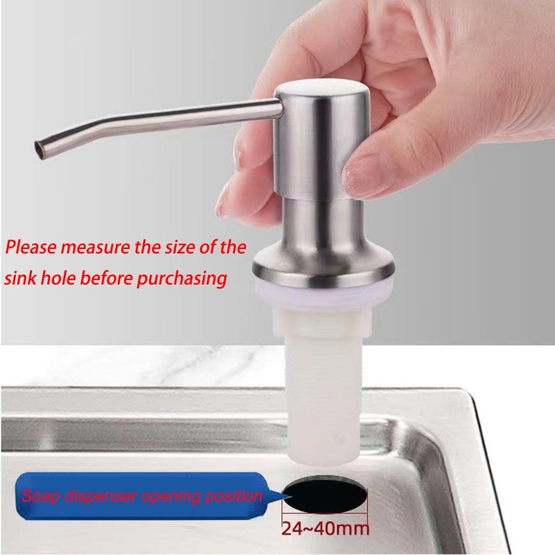 HANNEA® Soap Dispenser for Kitchen Sink With 47 Inches Tube Fixed HandWash Dispensers Pump Stainless Steel 360 ° Rotatable Press Down Soap Dispenser for Lotion, Body Wash, Hand Soap, Shampoo - Image 2