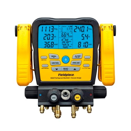 Fieldpiece SM482V Wireless 4Port SMAN Refrigerant Manifold with Vacuum Gauge  Air ConditioningRefrigerant Digital Gauges for HVAC  Refrigeration