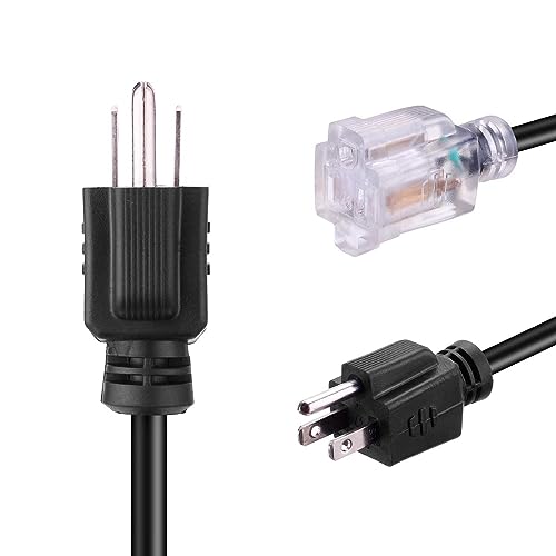 Miady Short Power Extension Cord Outlet Saver, Female Plug with Lighted End 16AWG/13A, 3 Prong (4 Pack, Black, 8 Inch) - Image 4