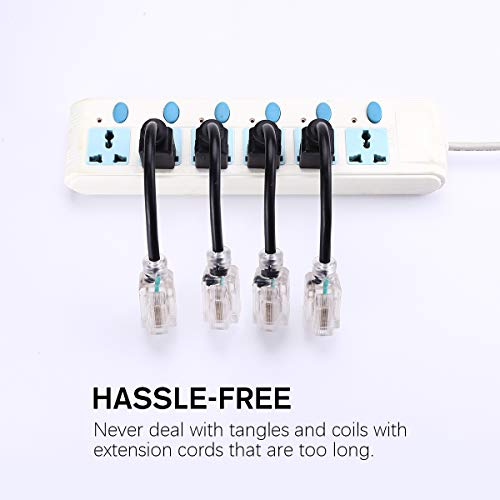 Miady Short Power Extension Cord Outlet Saver, Female Plug with Lighted End 16AWG/13A, 3 Prong (4 Pack, Black, 8 Inch) - Image 5
