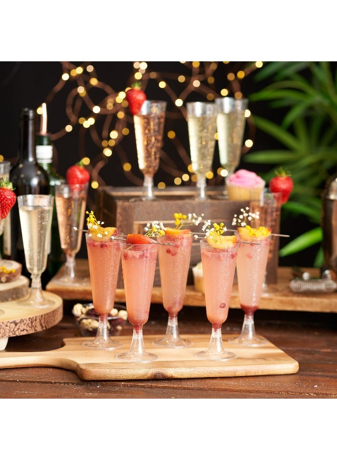 بواو 30 كأس شامبانيا بلاستيكي أنيق مع بريق فضي، 150 مل - متين وقابل لإعادة الاستخدام - كؤوس نخب لأعياد الميلاد وحفلات الزفاف والكريسماس والشواء والحفلات - Image 2