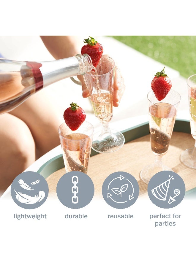 بواو 30 كأس شامبانيا بلاستيكي أنيق مع بريق فضي، 150 مل - متين وقابل لإعادة الاستخدام - كؤوس نخب لأعياد الميلاد وحفلات الزفاف والكريسماس والشواء والحفلات - Image 4