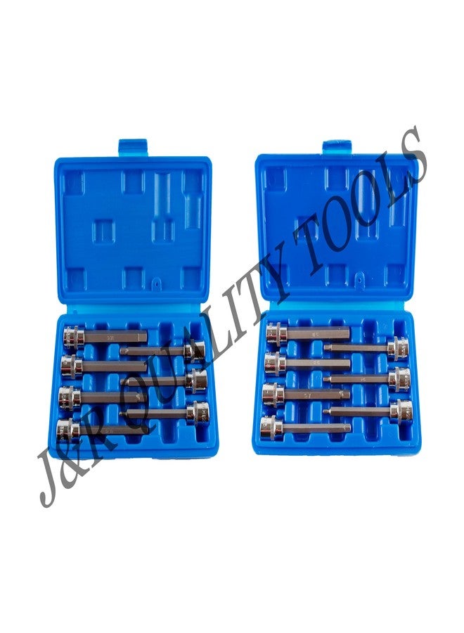 VCT 14pc 3/8" Drive Extra Long Hex Bit Socket Set SAE Standard/MM Metric Professional Grade S2 Steel - Image 3