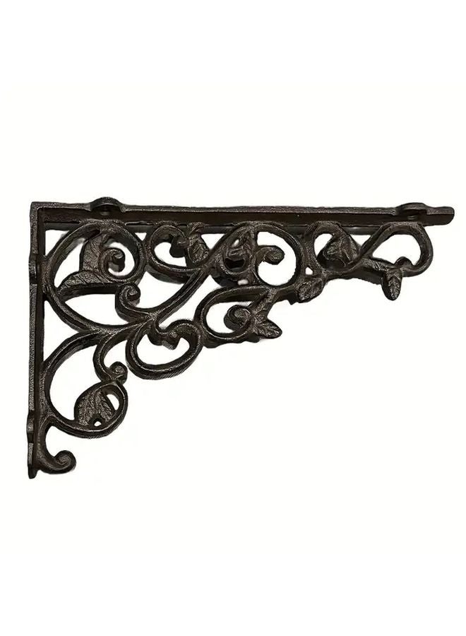 Cast Iron Wall Mounted Shelf Bracket Heavy Duty Wicker Style Single Layer Display Stand - Image 3