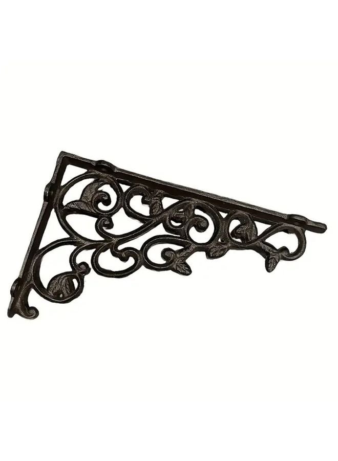 Cast Iron Wall Mounted Shelf Bracket Heavy Duty Wicker Style Single Layer Display Stand - Image 2