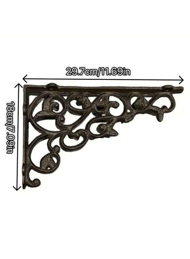 Cast Iron Wall Mounted Shelf Bracket Heavy Duty Wicker Style Single Layer Display Stand - Image 1
