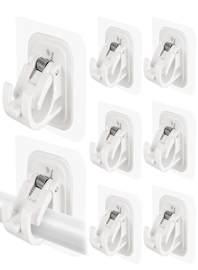 Codoule 8PCS Self Adhesive Curtain Rod Holders No Drill Curtain Rods Brackets No Drilling Nail Free Adjustable Curtain Rod Hooks Curtain Hangers for Bathroom Kitchen Home Bathroom Hotel - Image 1
