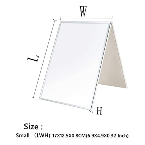 VELINEX® Foldable Makeup Mirror, Compact Size Frameless Portable Vanity Leather Mirror with Stand (White-Pack of 2) - Image 5