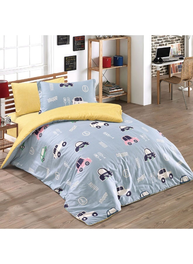 bukhamseen CARDIF Kids’ Cotton Bedding Set – 4 Pieces, Single Size, Super Soft with Stitched Filling - Image 1